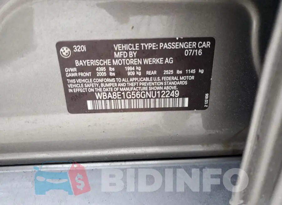 WBA8E1G56GNU12249 Photo# 13