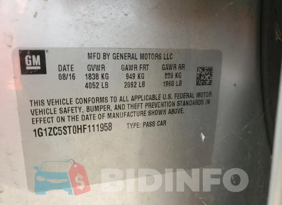 1G1ZC5ST0HF111958 Photo# 12
