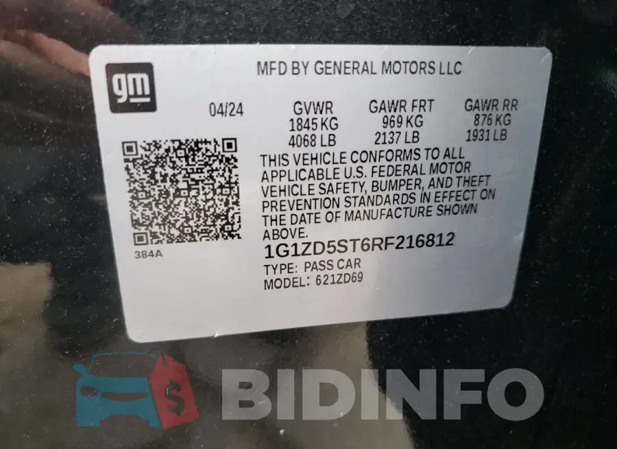 1G1ZD5ST6RF216812 Photo# 12