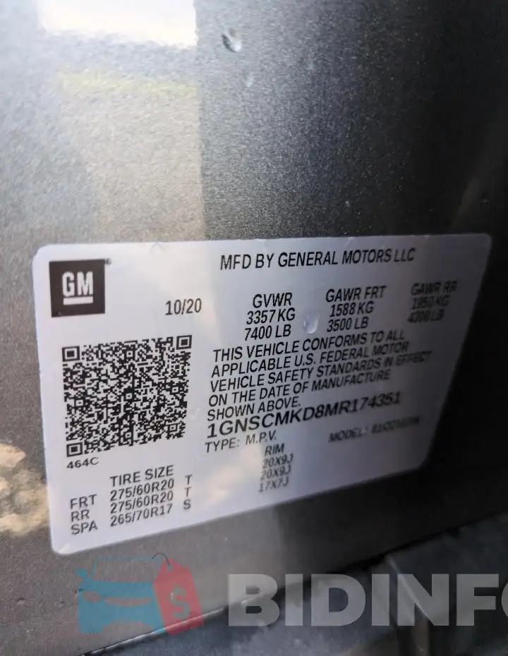 1GNSCMKD8MR174351 Photo# 14
