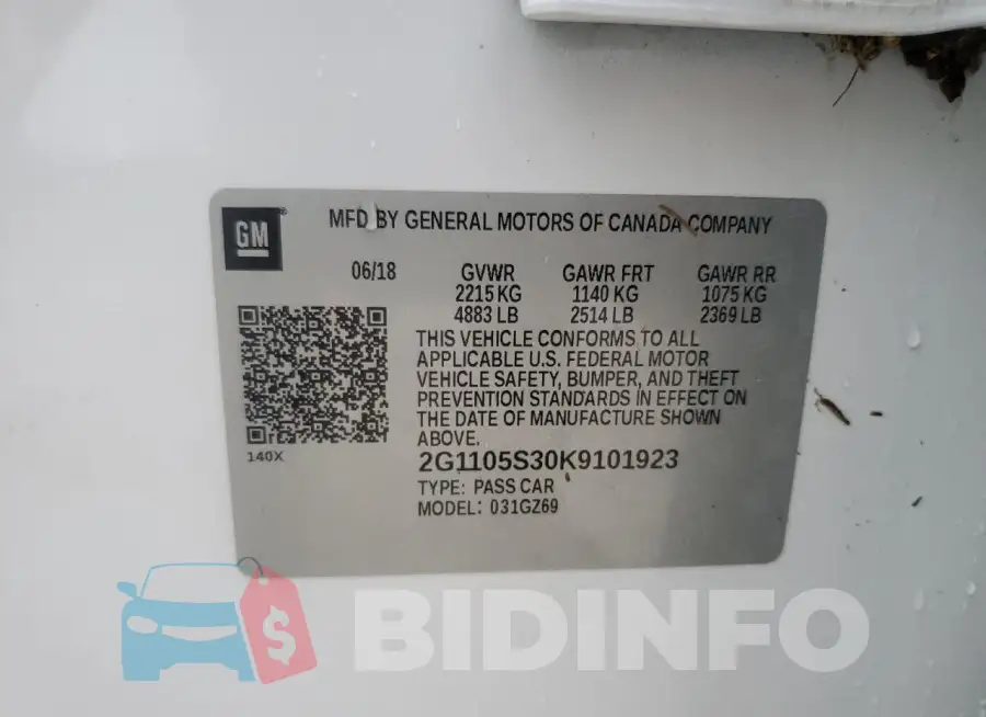 2G1105S30K9101923 Photo# 13