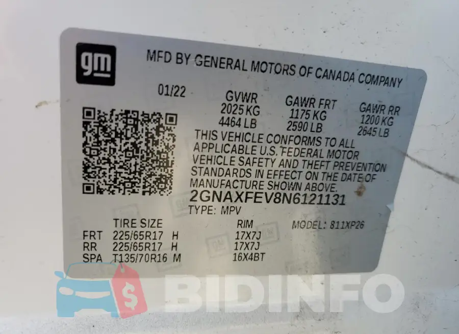 2GNAXFEV8N6121131 Photo# 14