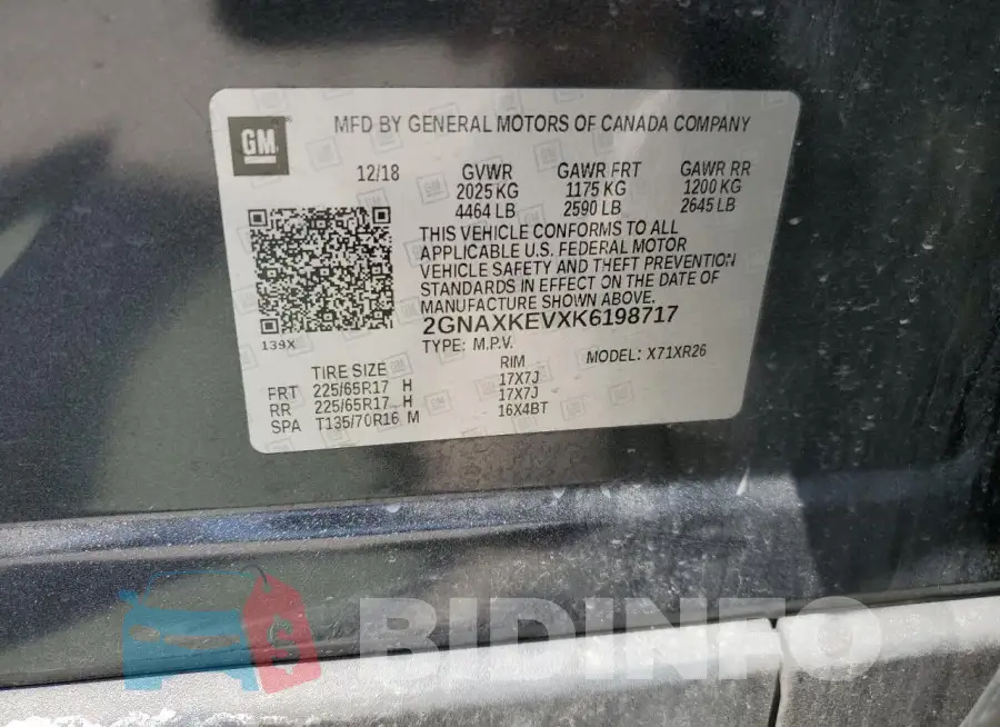 2GNAXKEVXK6198717 Photo# 13