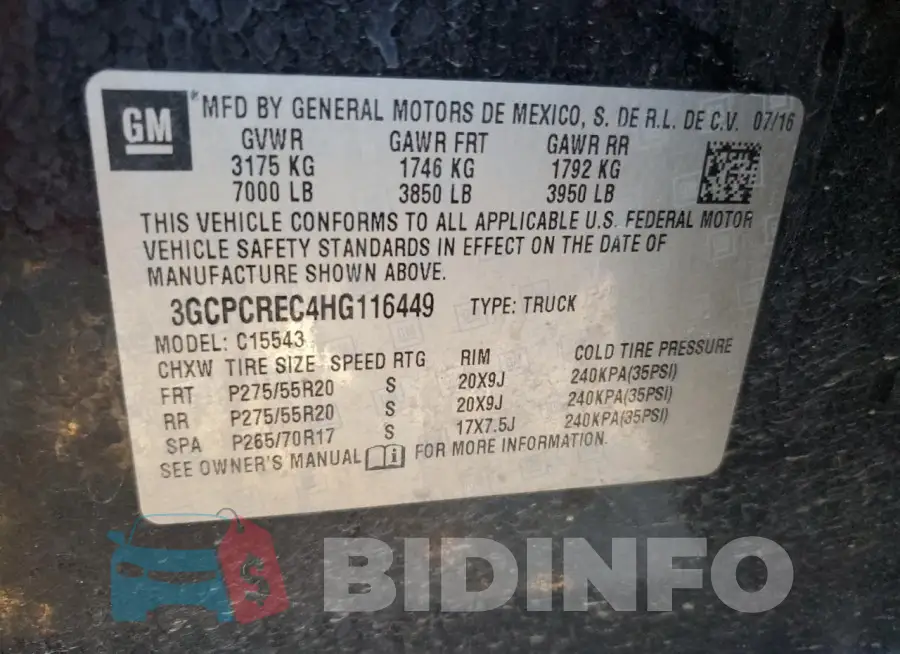 3GCPCREC4HG116449 Photo# 12
