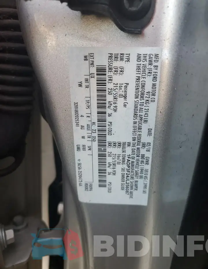 1FADP3F24JL256087 Photo# 12