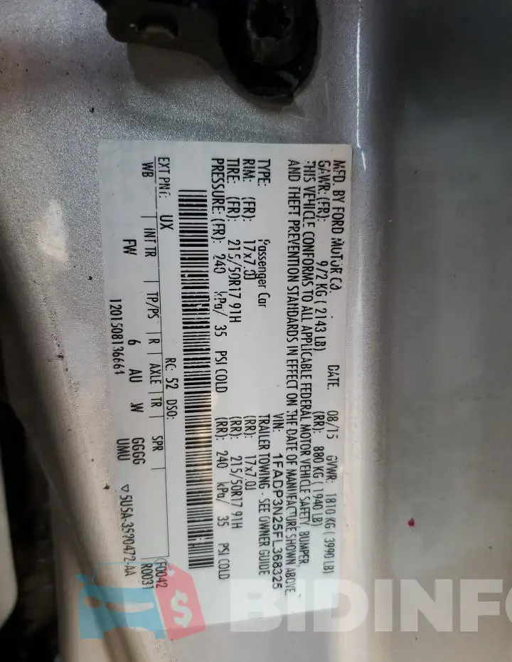 1FADP3N25FL368325 Photo# 13