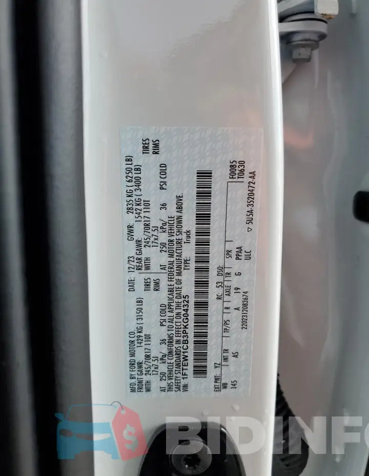 1FTEW1CB3PKG04325 Photo# 12