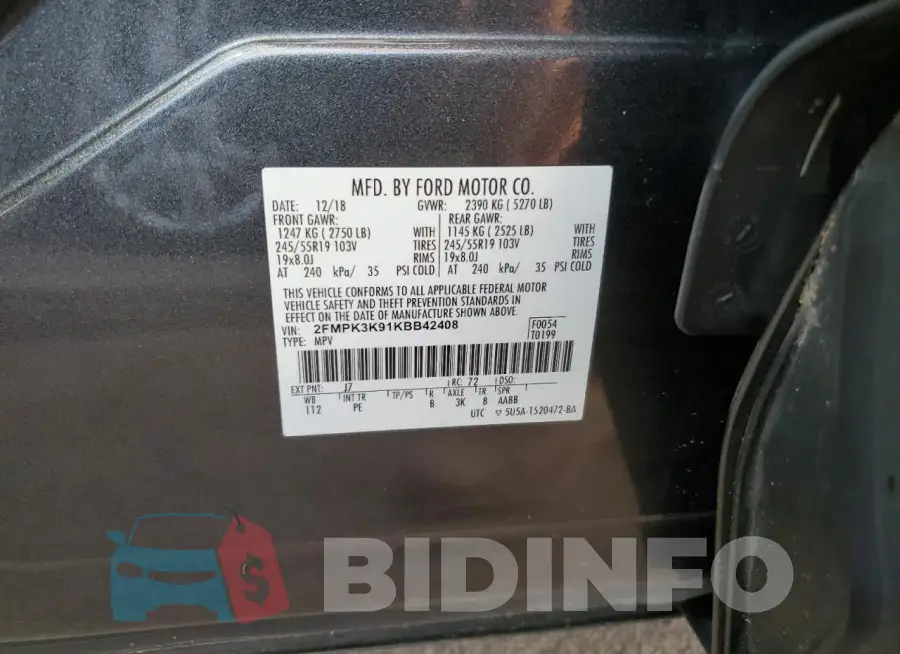 2FMPK3K91KBB42408 Photo# 14