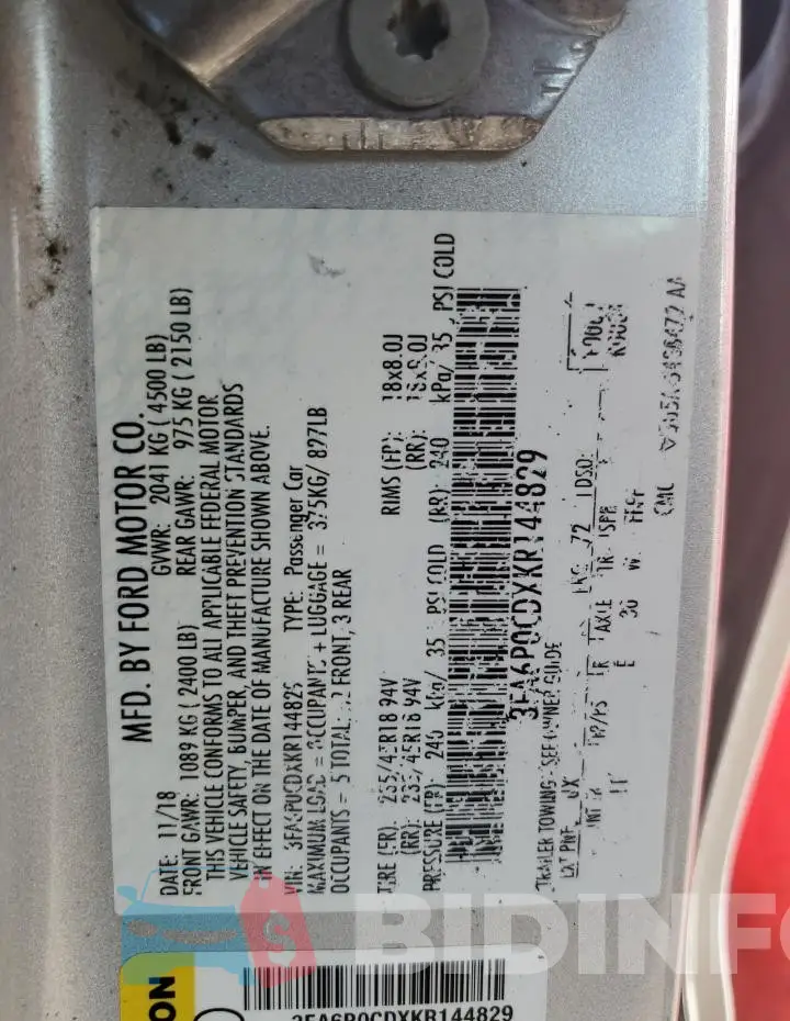 3FA6P0CDXKR144829 Photo# 12