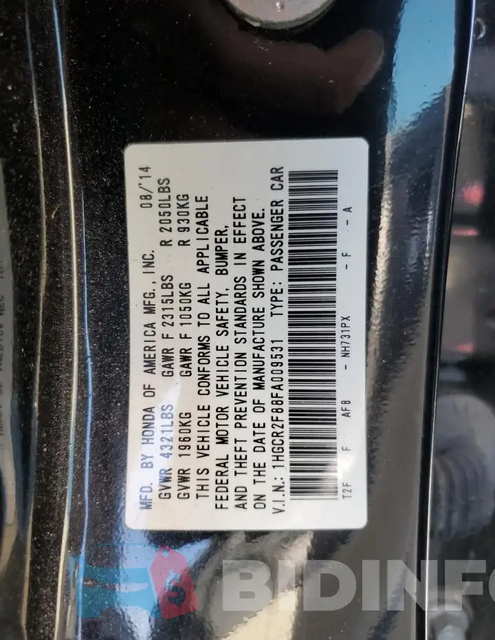 1HGCR2F88FA009531 Photo# 13
