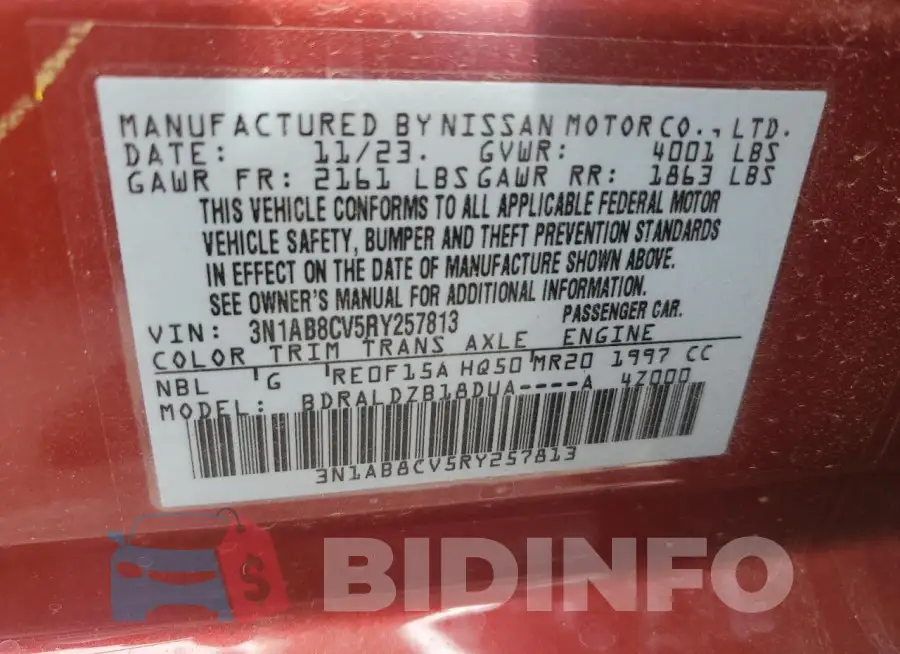 3N1AB8CV5RY257813 Photo# 12