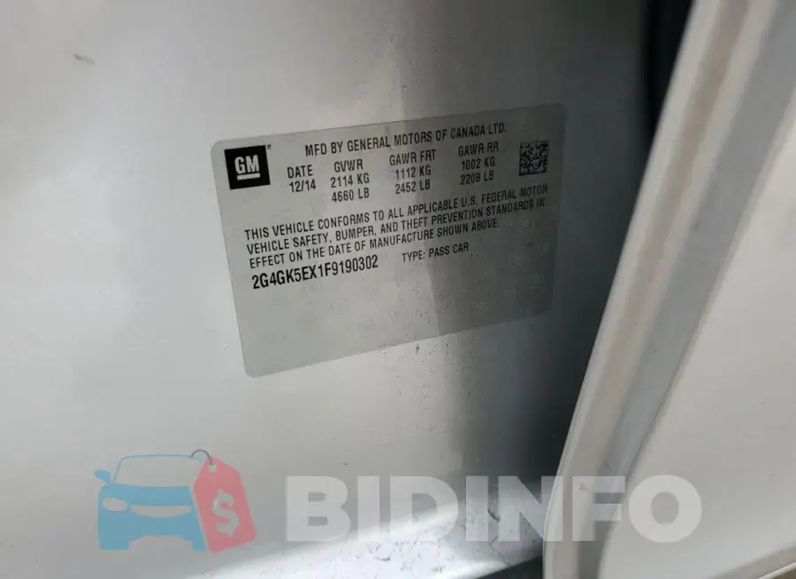 2G4GK5EX1F9190302 Photo# 13