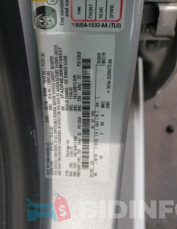 3FADP4EJ8KM104537 Photo# 12