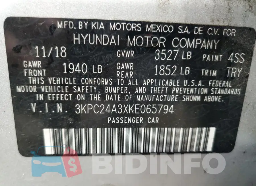 3KPC24A3XKE065794 Photo# 13