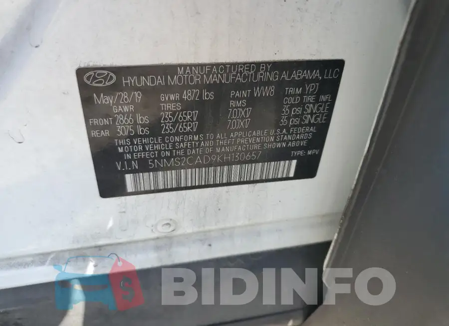 5NMS2CAD9KH130657 Photo# 13