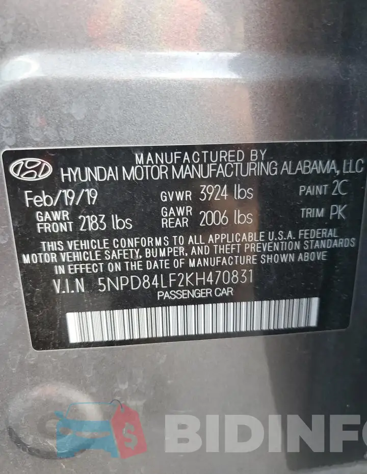 5NPD84LF2KH470831 Photo# 12