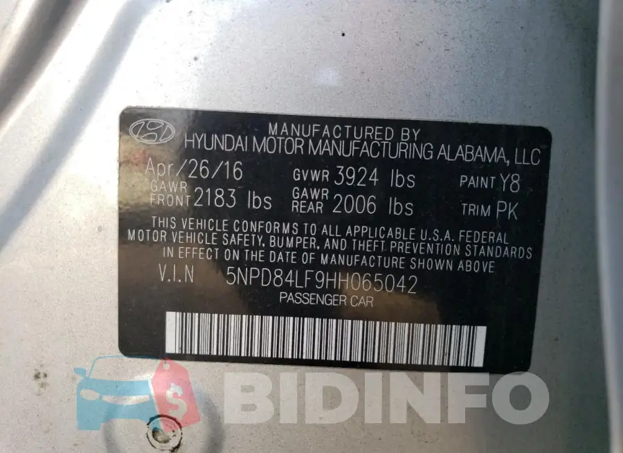 5NPD84LF9HH065042 Photo# 12
