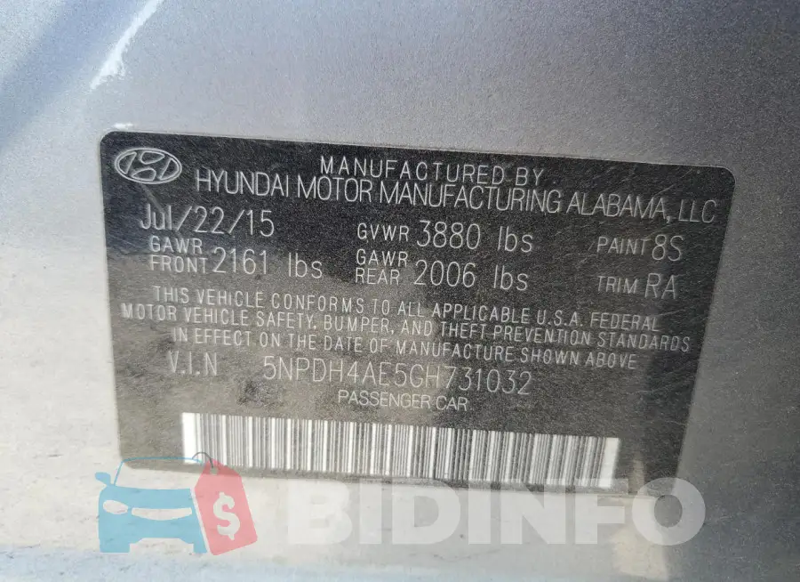 5NPDH4AE5GH731032 Photo# 12