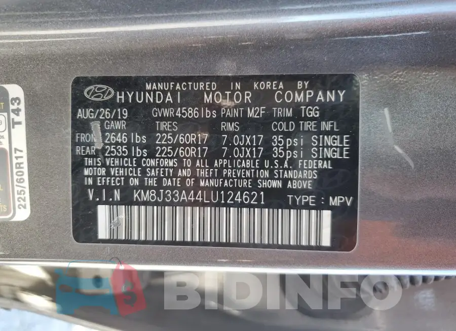 KM8J33A44LU124621 Photo# 13