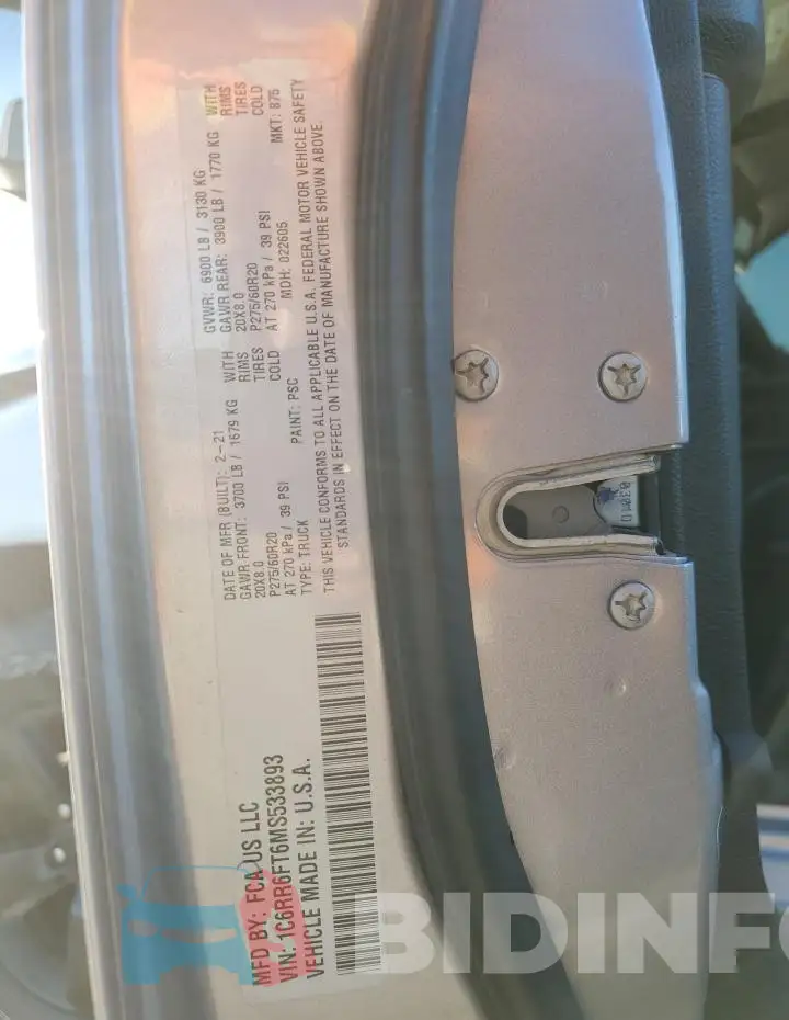 1C6RR6FT6MS533893 Photo# 12
