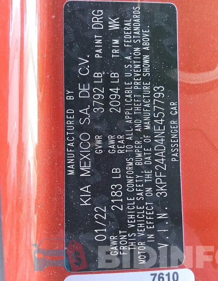 3KPF24AD4NE457793 Photo# 12