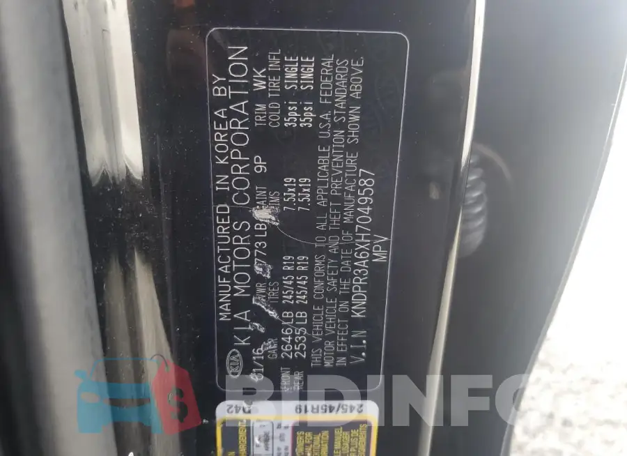 KNDPR3A6XH7049587 Photo# 14
