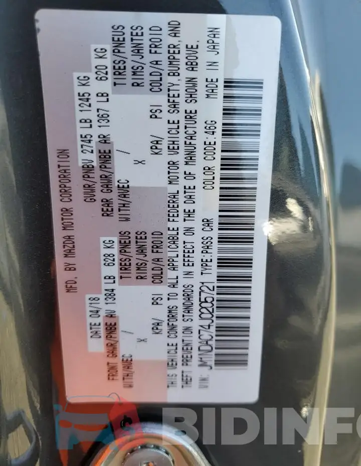 JM1NDAC74J0205721 Photo# 12