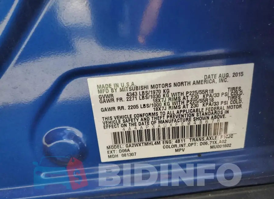 4A4AP3AUXFE048676 Photo# 12
