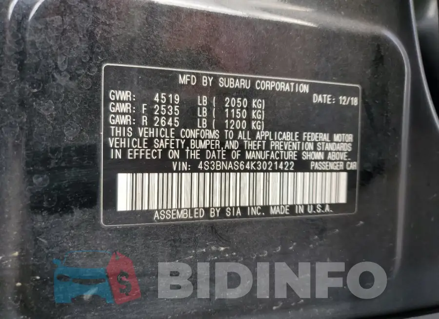4S3BNAS64K3021422 Photo# 13