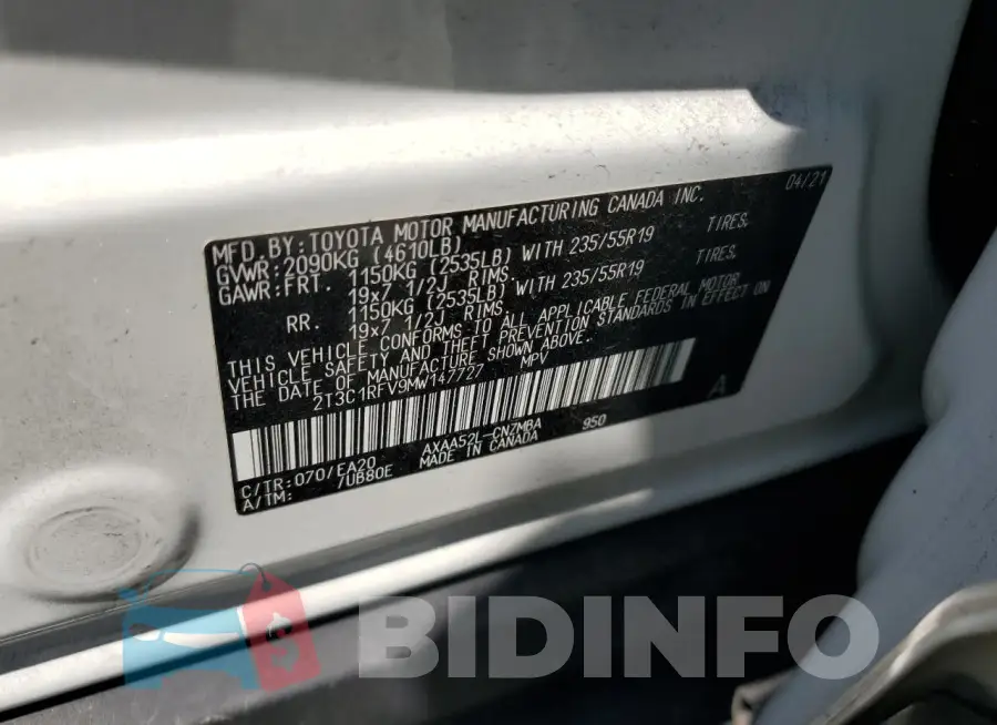 2T3C1RFV9MW147727 Photo# 13