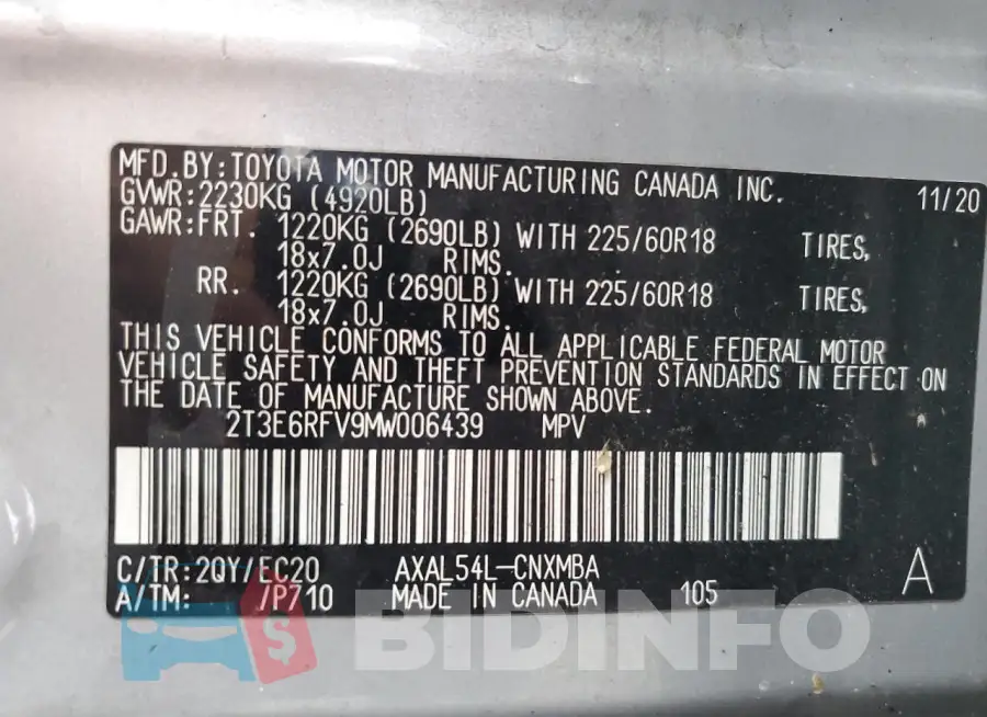 2T3E6RFV9MW006439 Photo# 13