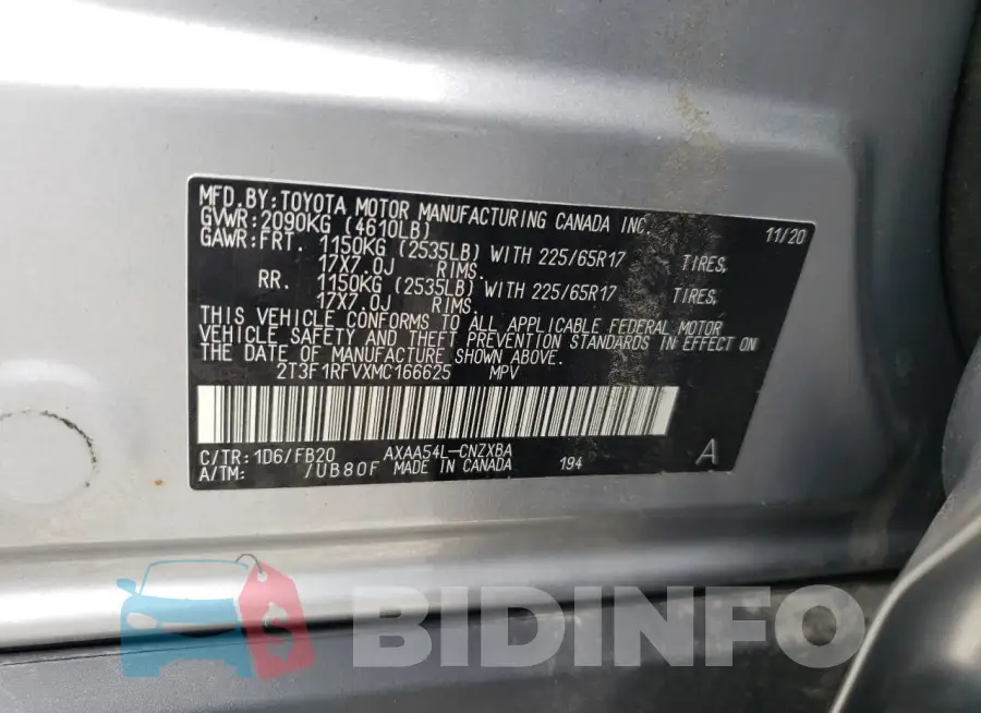 2T3F1RFVXMC166625 Photo# 13
