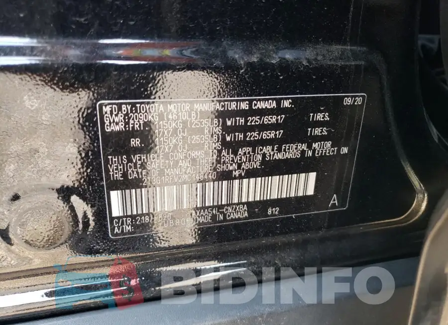 2T3G1RFV2MC146440 Photo# 13