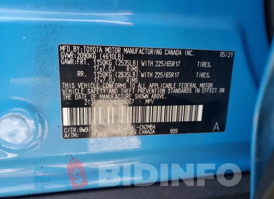 2T3P1RFV2MW206067 Photo# 13
