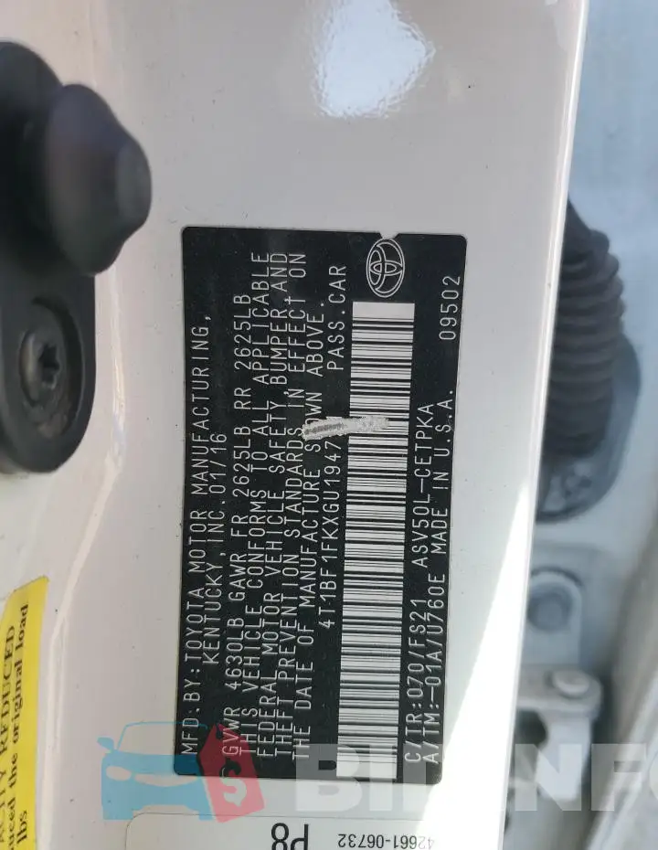 4T1BF1FKXGU194721 Photo# 12