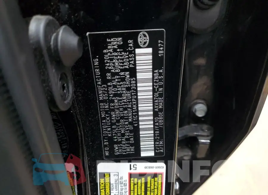 4T1C11AKXPU173085 Photo# 12