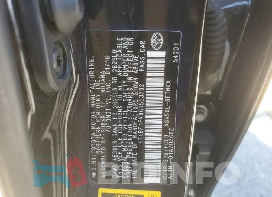 4T4BF1FK8GR553702 Photo# 13