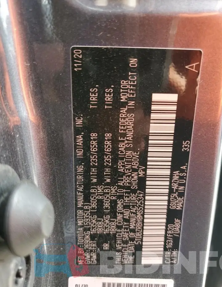 5TDBZRBH8MS525347 Photo# 12
