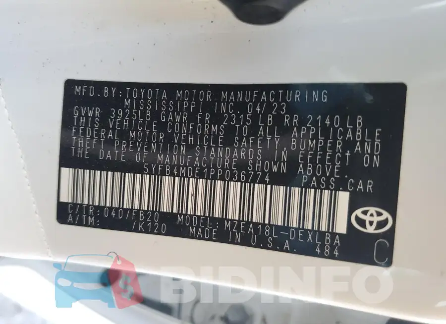 5YFB4MDE1PP036774 Photo# 13