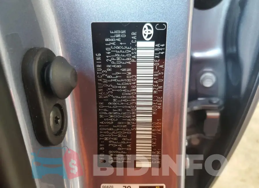 5YFB4MDE3RP086403 Photo# 12