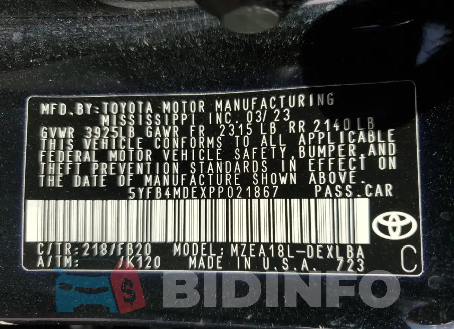5YFB4MDEXPP021867 Photo# 12