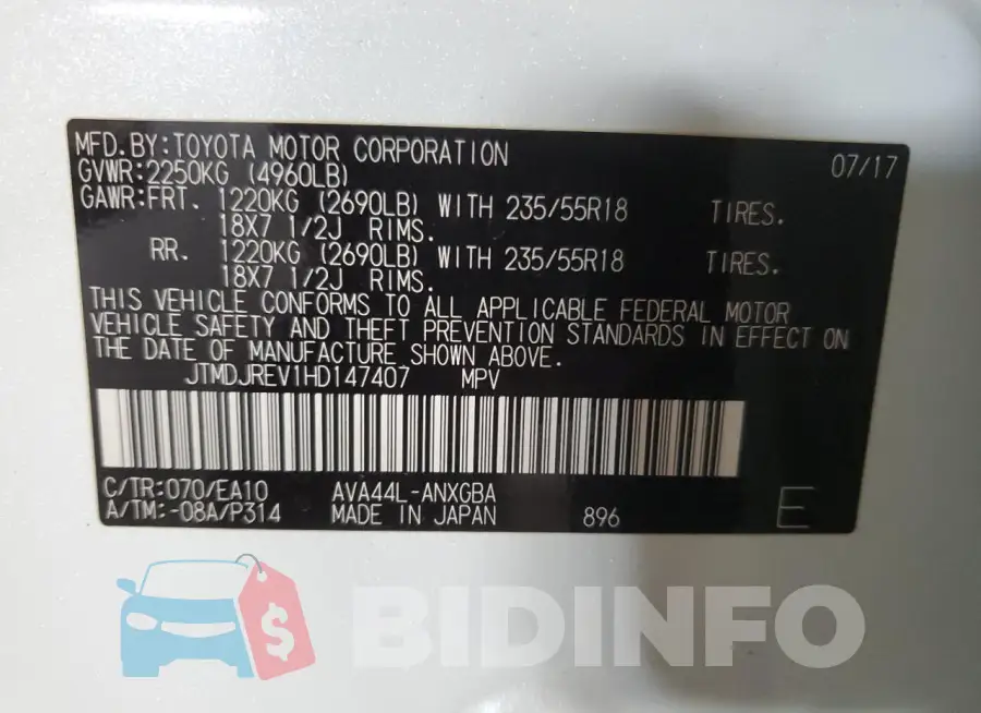 JTMDJREV1HD147407 Photo# 14