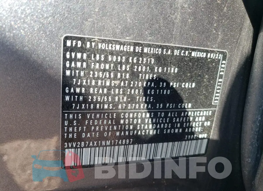 3VV2B7AX1NM174897 Photo# 13