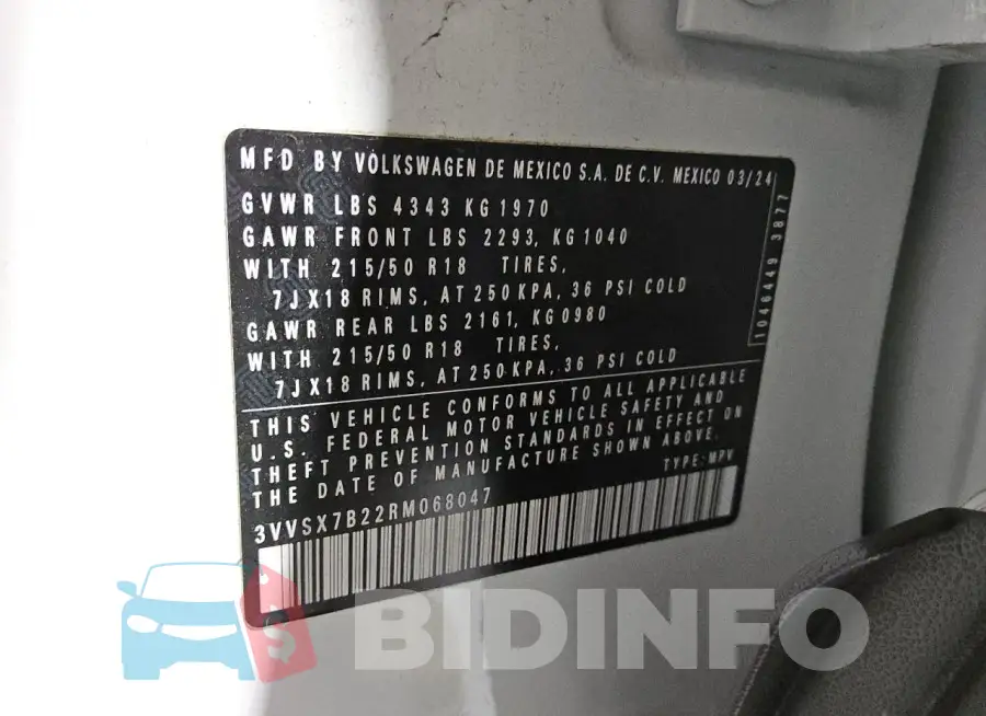3VVSX7B22RM068047 Photo# 14