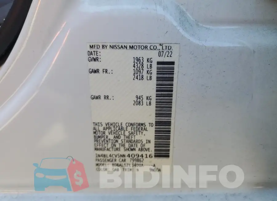 1N4BL4CV5NN409416 Photo# 12