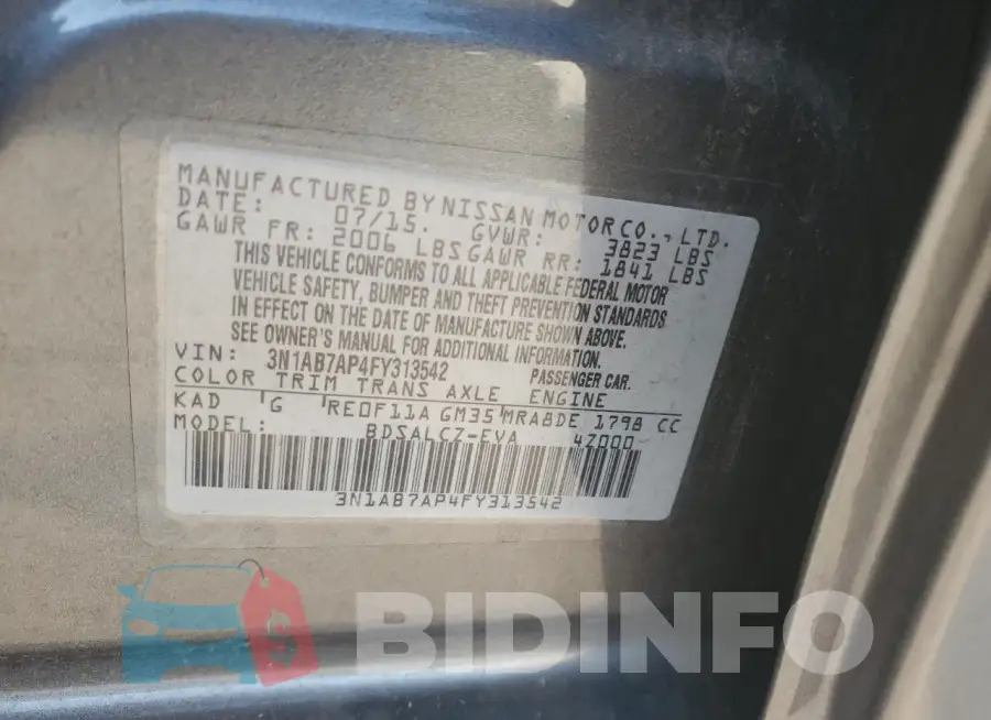 3N1AB7AP4FY313542 Photo# 12