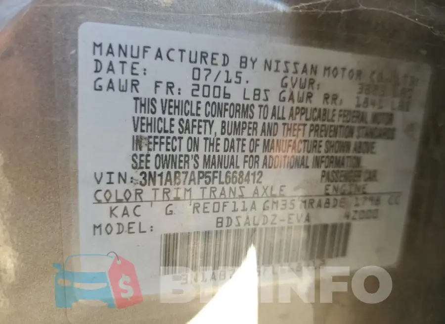 3N1AB7AP5FL668412 Photo# 12