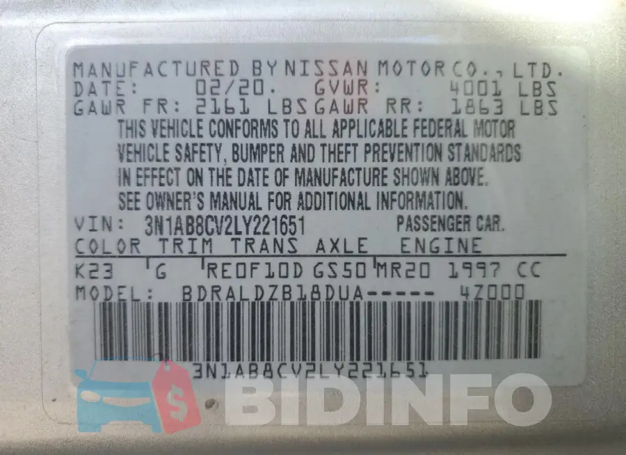 3N1AB8CV2LY221651 Photo# 12
