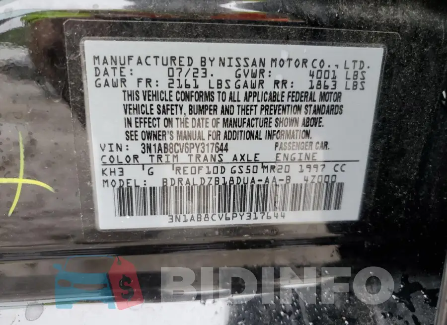 3N1AB8CV6PY317644 Photo# 12