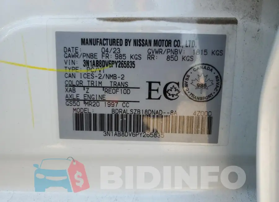 3N1AB8DV6PY265835 Photo# 13